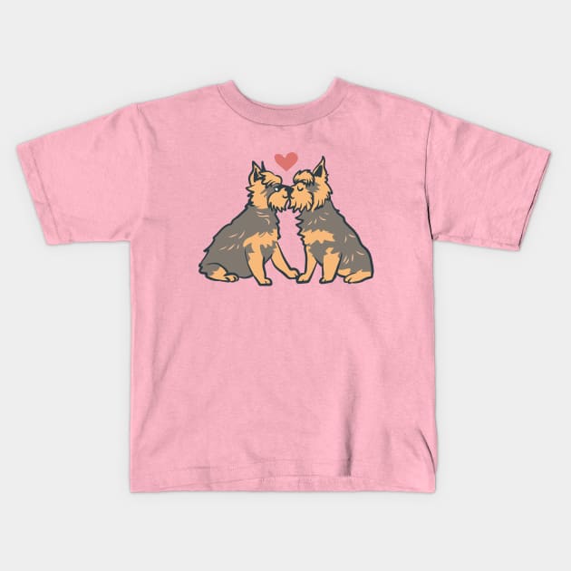 Yorkshire Terrier Kisses Kids T-Shirt by huebucket